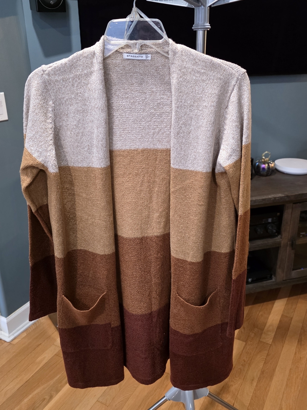 Staccato Women's Colorblock Open Cardigan - Neutral Brown Tones